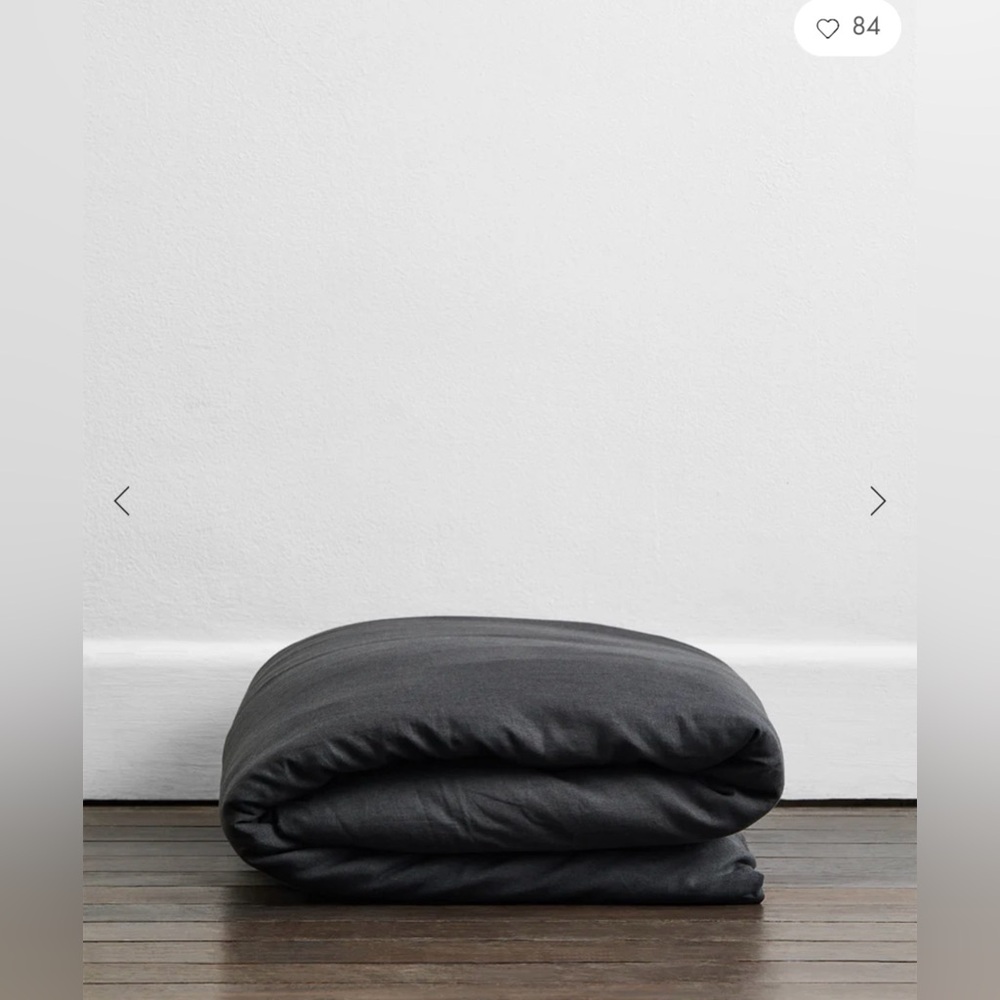 BED THREADS - Charcoal 100% French Flax Linen Duvet Cover - Queen × 1